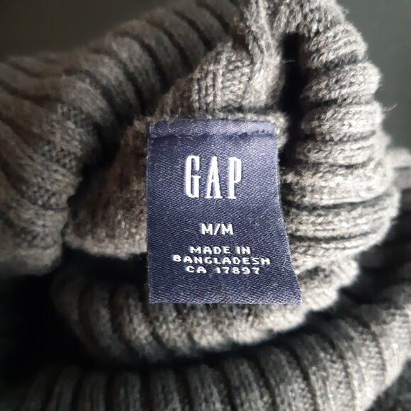 GAP SZ M Grey 100% Cotton Turtleneck Men's Vintage Sweater - Picture 3 of 15